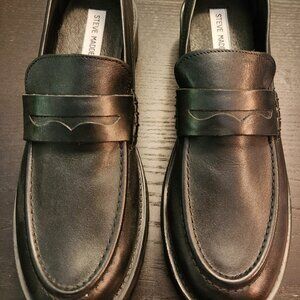 Black Steve Madden leather loafers, size 10, in like-new condition.